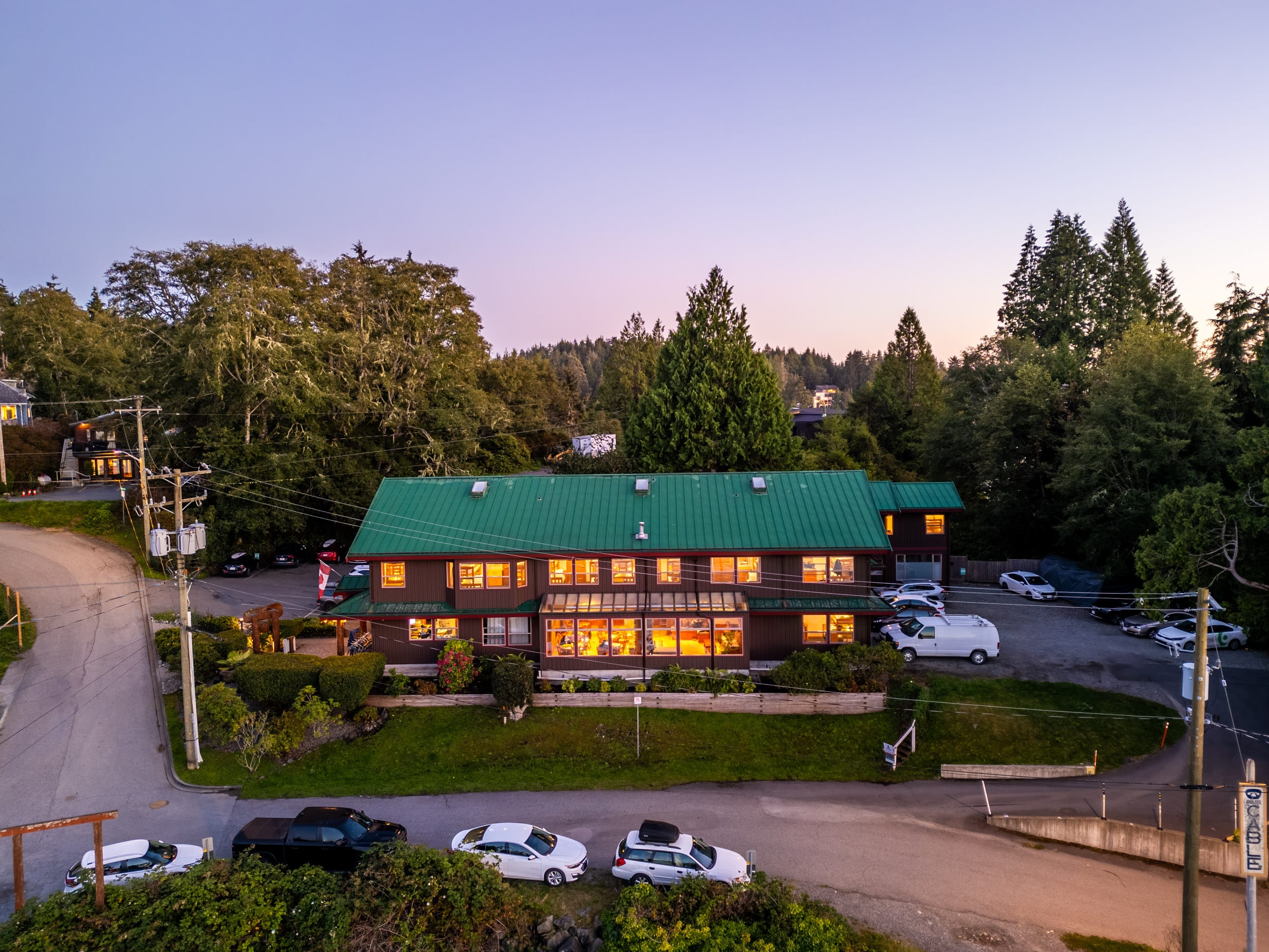 Tofino Hostel Aerial View